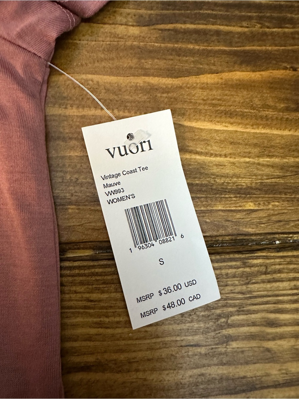 NWT Vuori VINTAGE COAST TEE Size S Mauve Color - Picture 5 of 8